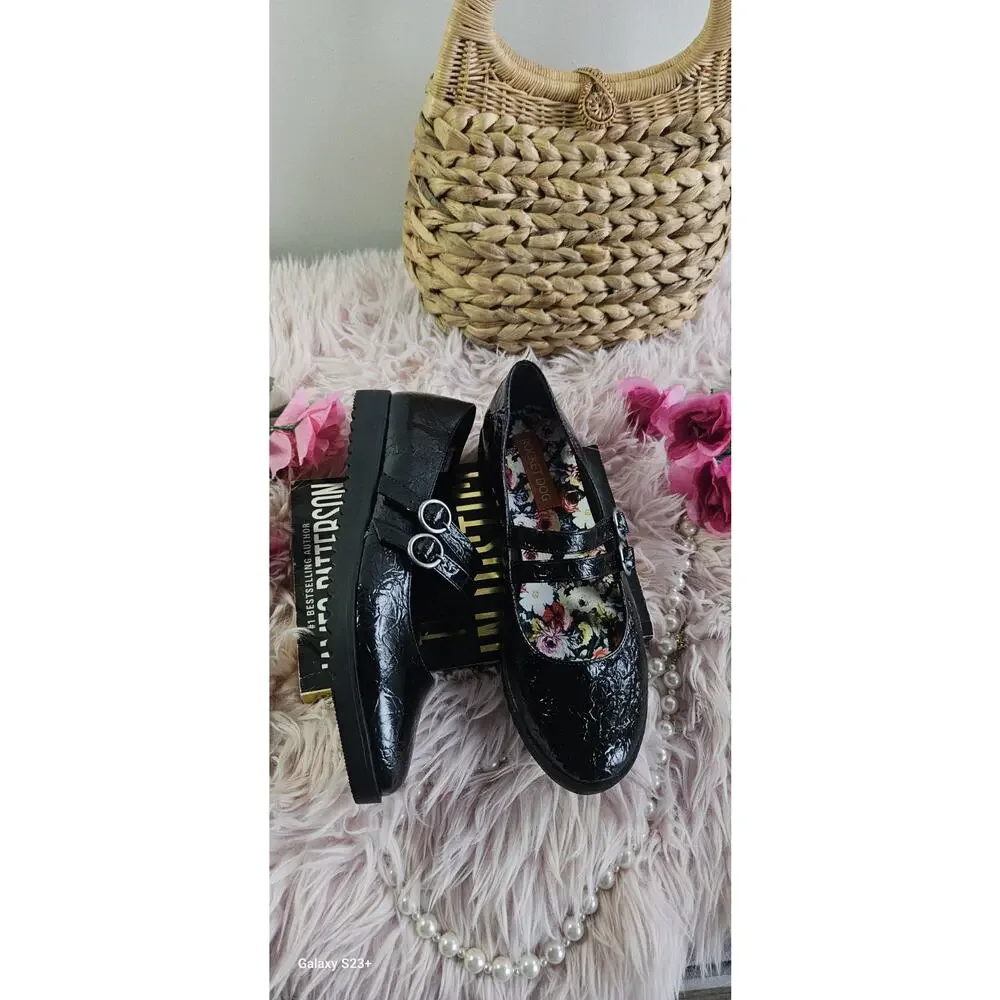 Rocket Dog Black Faux Patent Leather Mary Jane Ballet Flat Women Shoes 8.5